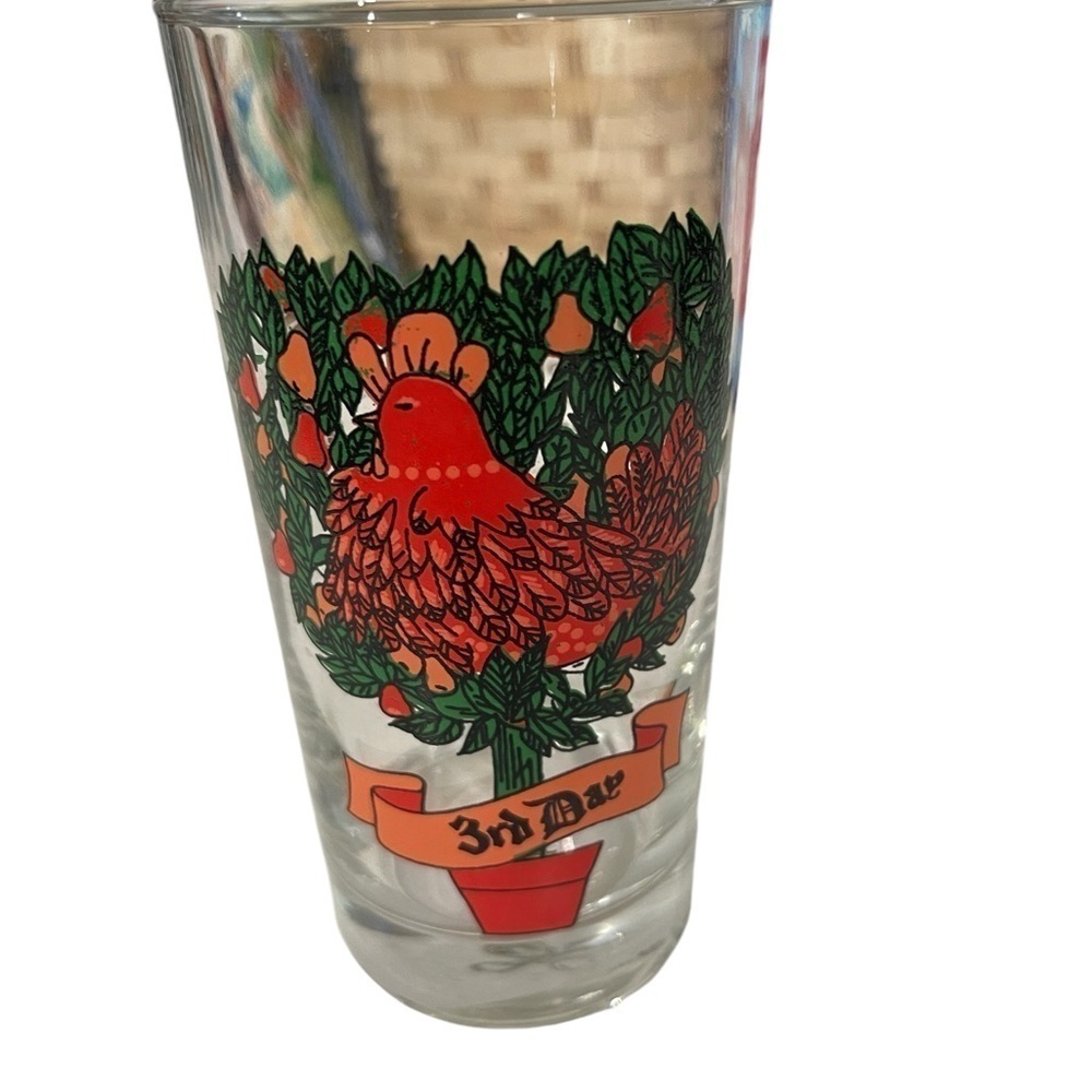 Twelve Days of Christmas Glass Tumbler 3rd Day Three French Hens